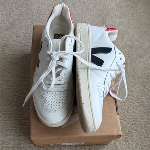 Veja White and Navy Men's Sneakers